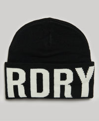 Branded Knitted Beanie - Black - Superdry Singapore