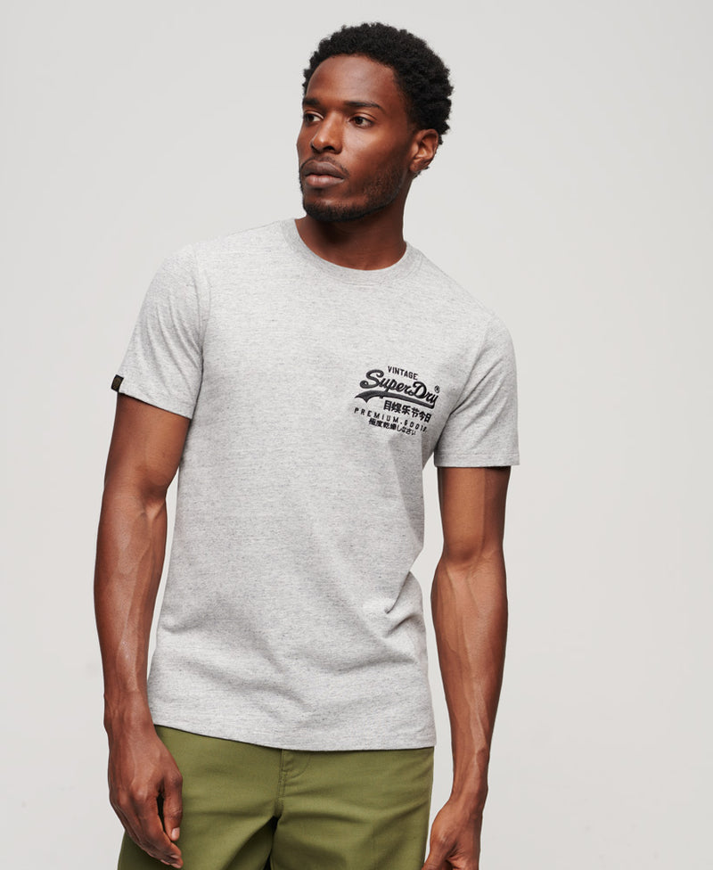 men grey and white graphic tee