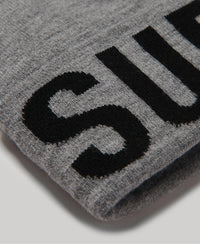 Branded Knitted Beanie - Silver - Superdry Singapore