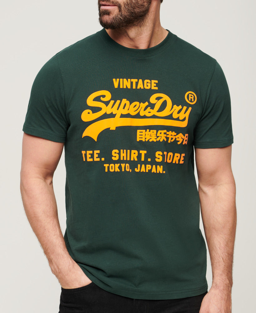 Neon Vintage Logo T-Shirt - Enamel Green - Superdry Singapore