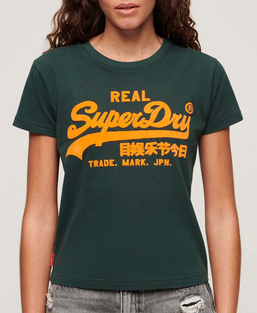 Neon Vl Graphic Fitted Tee - Enamel Green - Superdry Singapore