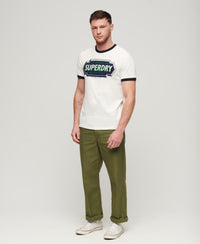 Ringer Workwear Graphic T-Shirt - Winter White/Eclipse Navy - Superdry Singapore