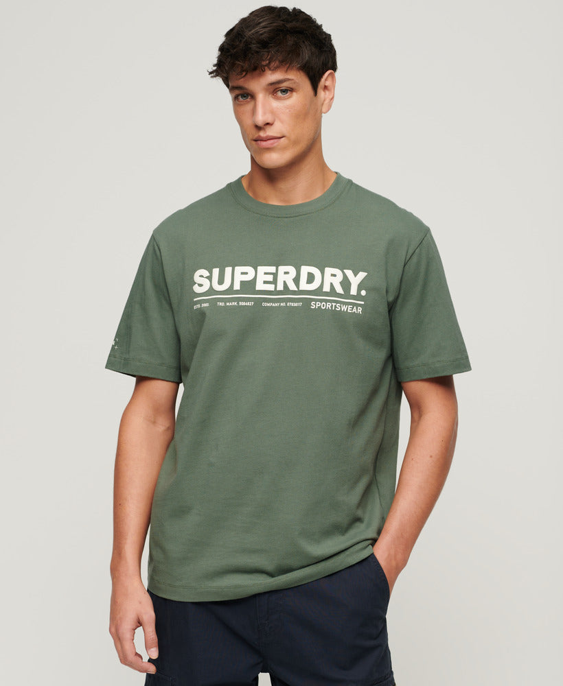 Utility Sport Logo Loose Fit T-Shirt - Laurel Khaki - Superdry Singapore