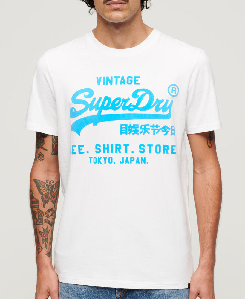 Neon Vintage Logo T-Shirt - Optic - Superdry Singapore