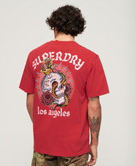 Tattoo Graphic Loose Fit T-Shirt - Soda Pop Red