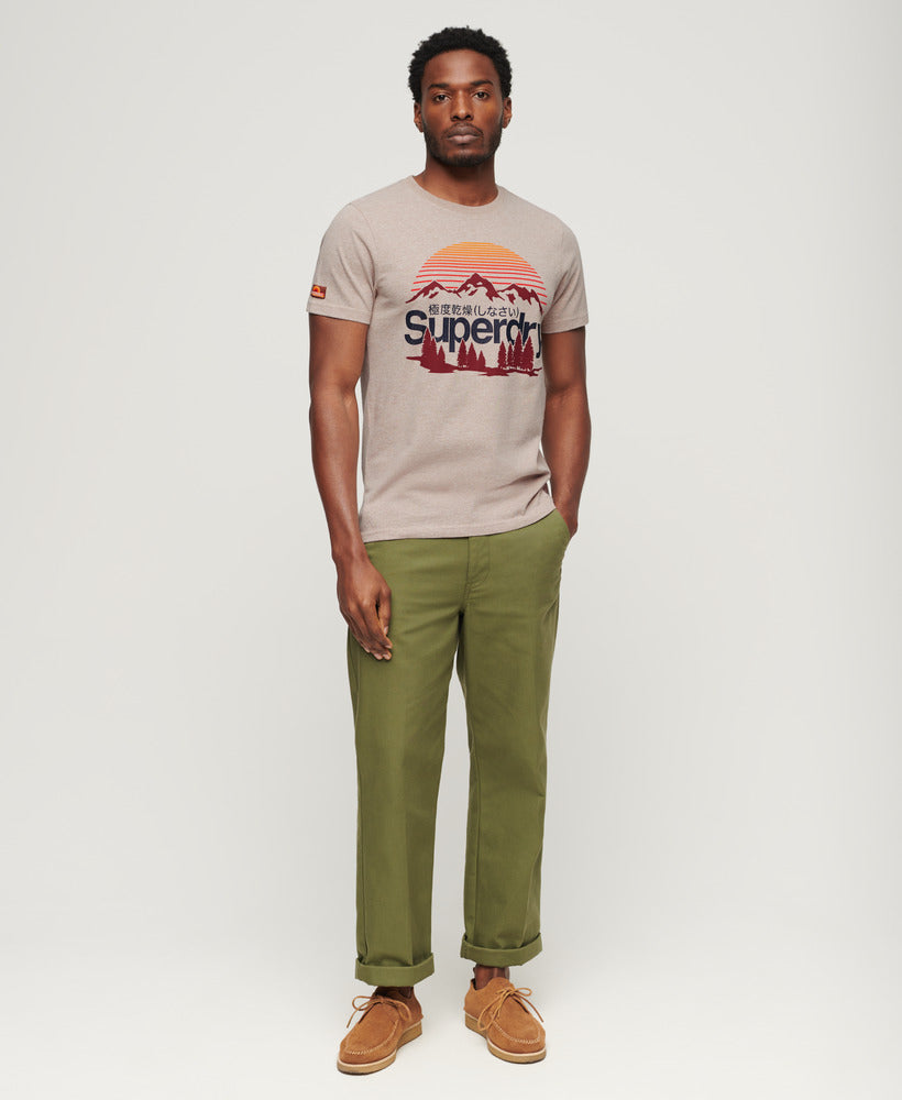 Great Outdoors Graphic T-Shirt - Lavin Beige Marl - Superdry Singapore