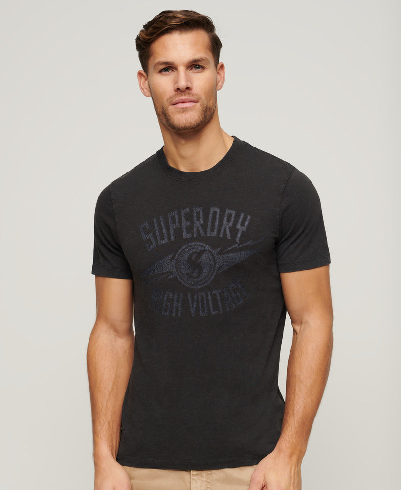 Retro Rocker Graphic T Shirt - Washed Black - Superdry Singapore