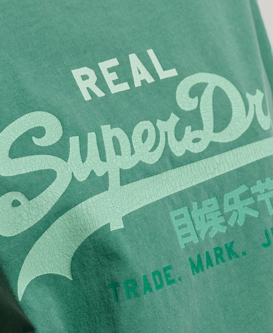Vintage Logo Overdyed T-Shirt - Deep Jungle Green - Superdry Singapore
